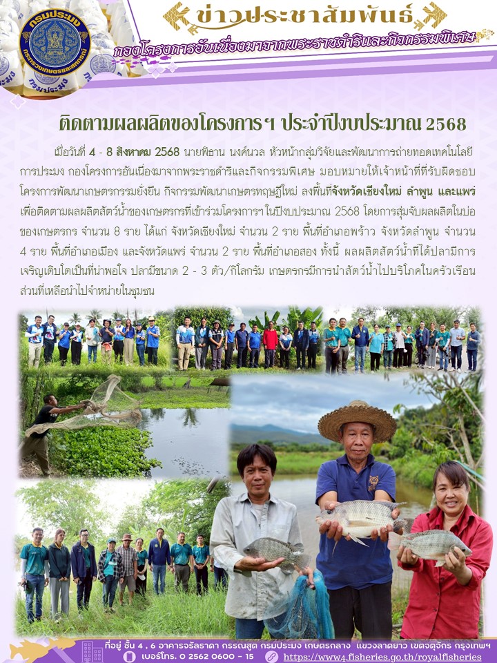 ติดตามผลผลิตของโครงการฯ ประจำปีงบประมาณ 2568