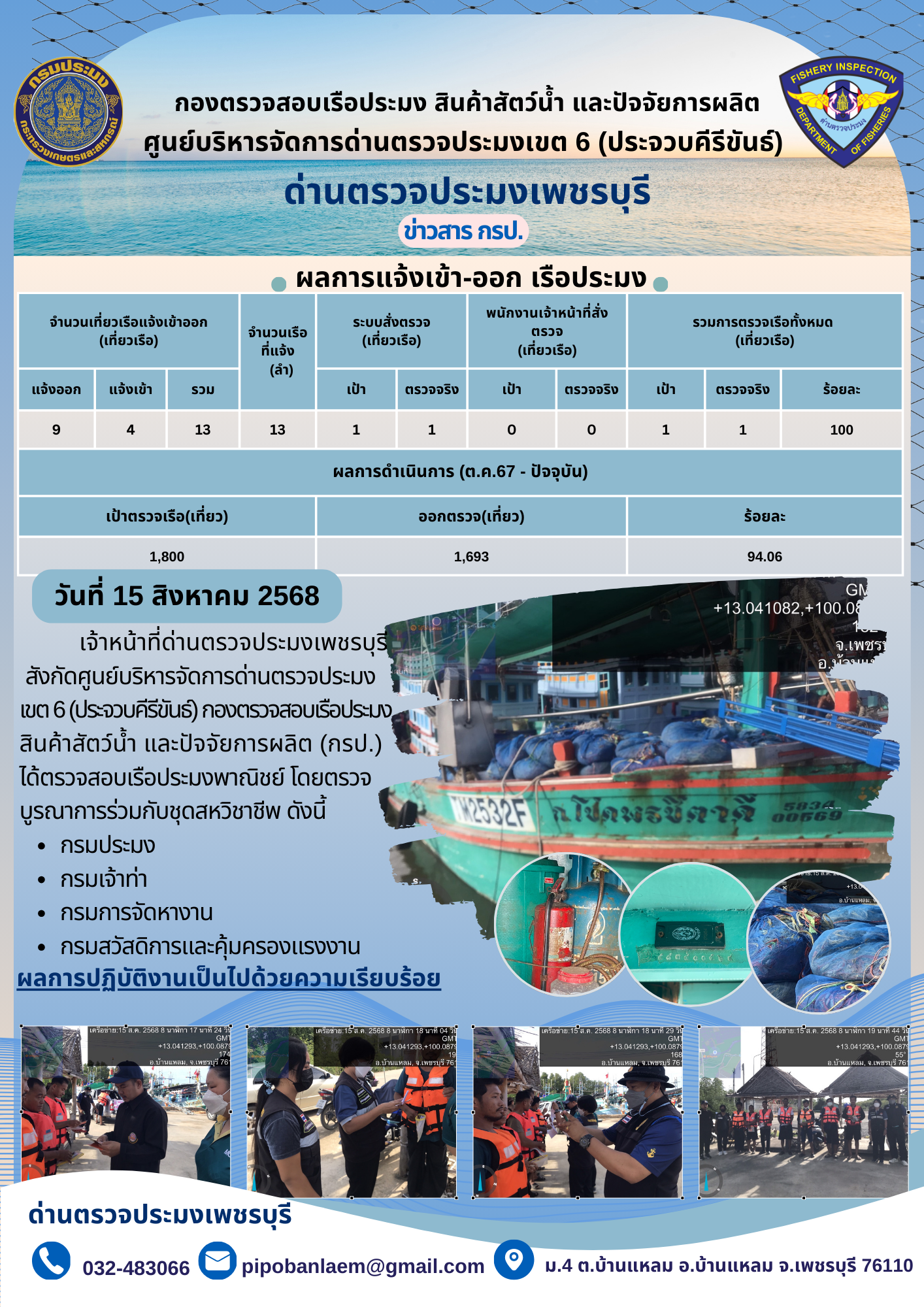 ข่าวประชาสัมพันธ์ ด่านตรวจประมงเพชรบุรี..คลิก