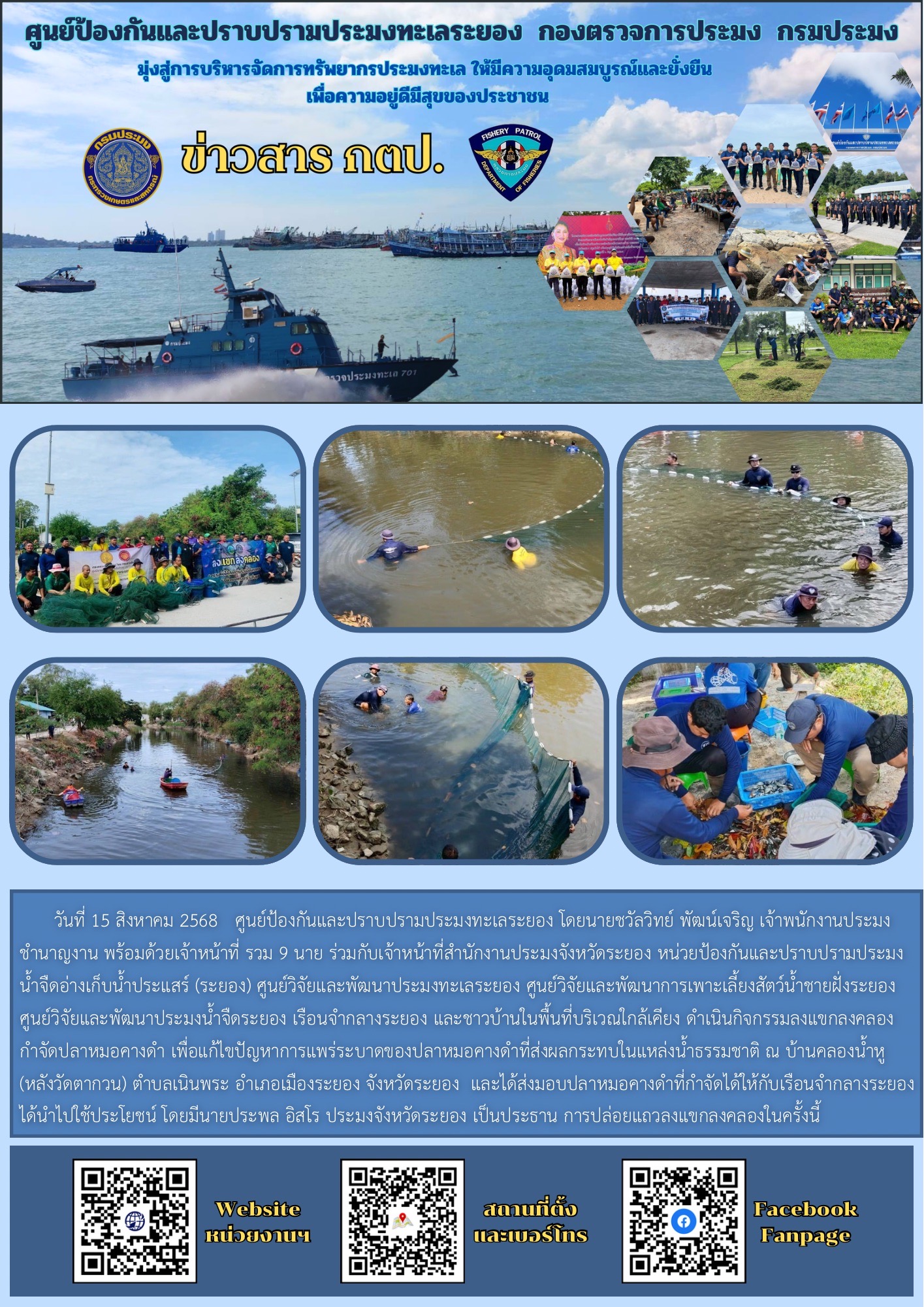 กิจกรรมการควบคุมและกำจัดปลาหมอคางดำร่วมกับชุมชน (ลงแขกลงคลอง)