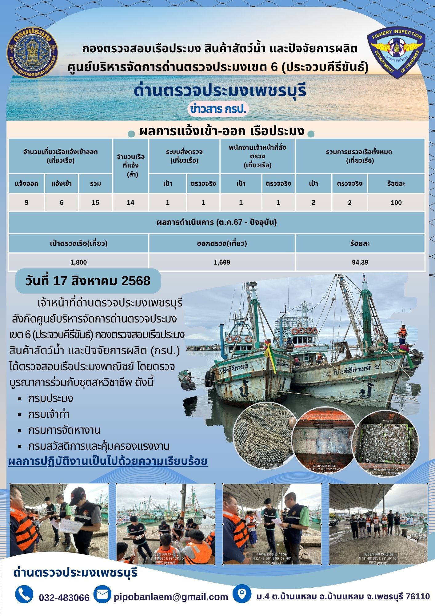 ข่าวประชาสัมพันธ์ ด่านตรวจประมงเพชรบุรี