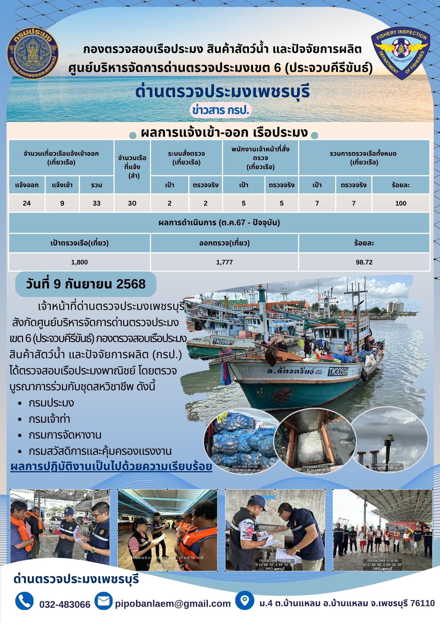 ข่าวประชาสัมพันธ์ ด่านตรวจประมงเพชรบุรี