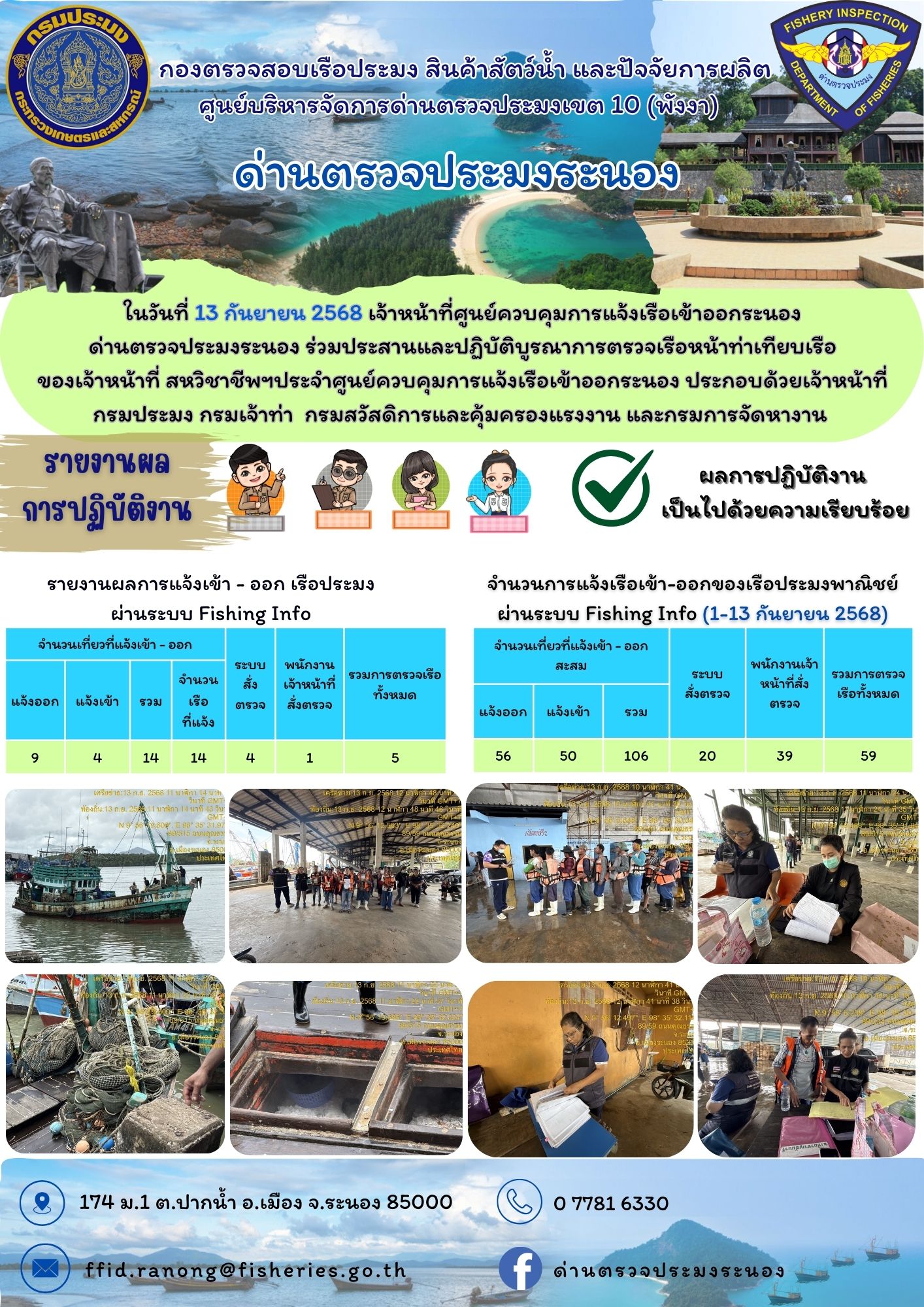 ตรวจสอบเรือประมงพาณิชย์ ณ ท่าเทียบเรือประมง