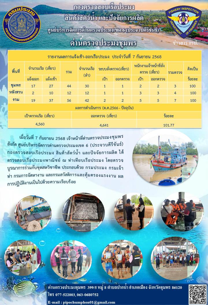 ตรวจสอบเรือประมงพาณิชย์ ณ ท่าเ
