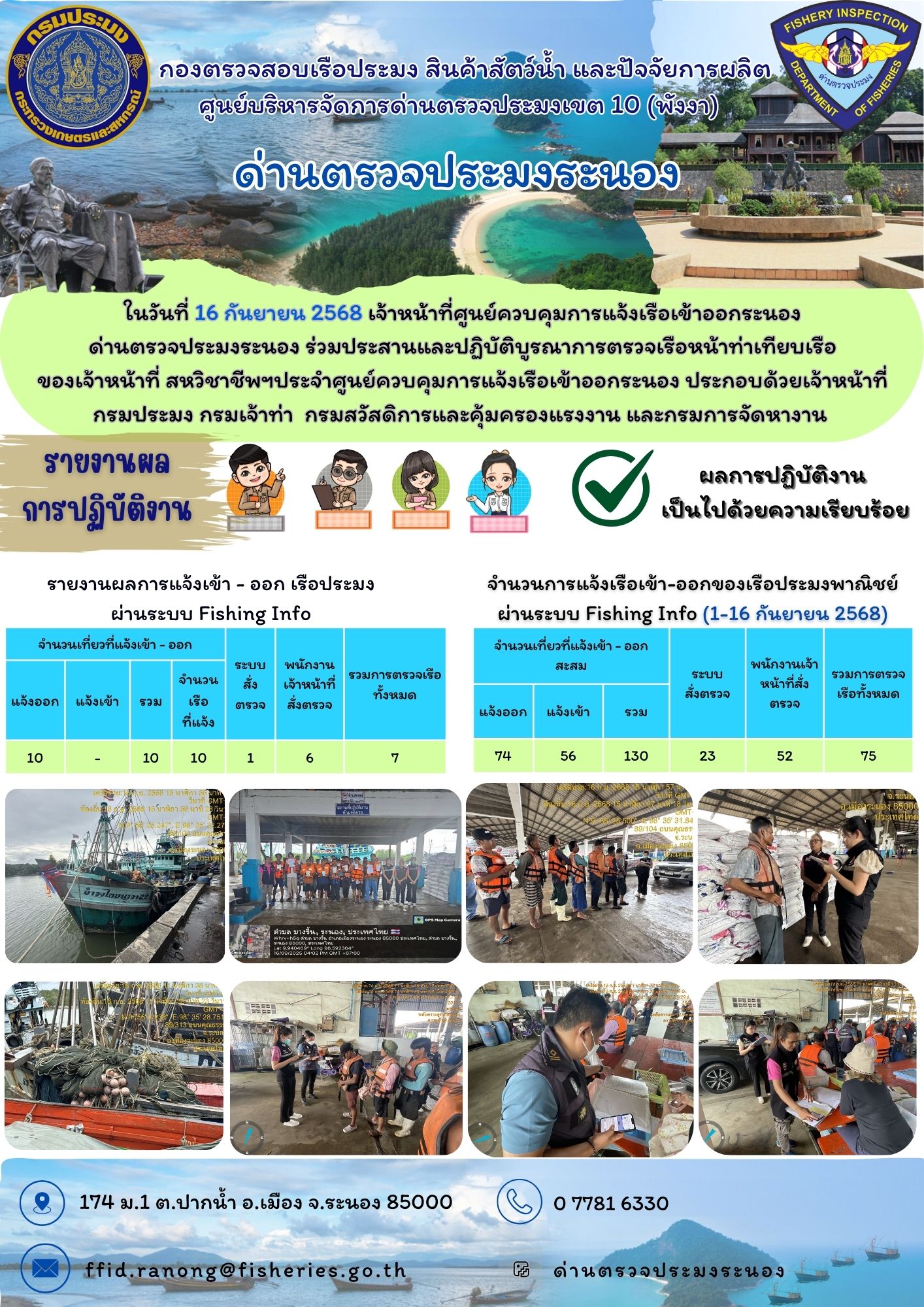 ตรวจสอบเรือประมงพาณิชย์ ณ ท่าเทียบเรือประมง