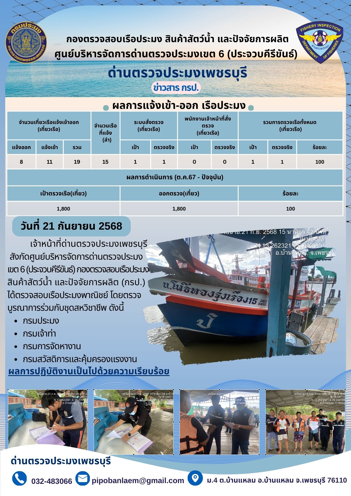 ข่าวประชาสัมพันธ์ ด่านตรวจประมงเพชรบุรี..คลิก