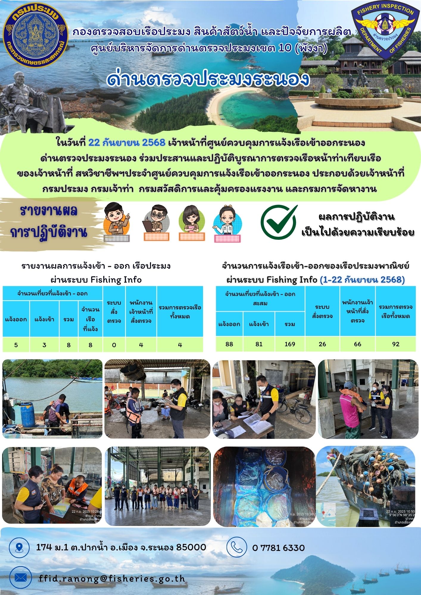 ตรวจสอบเรือประมงพาณิชย์ ณ ท่าเทียบเรือประมง