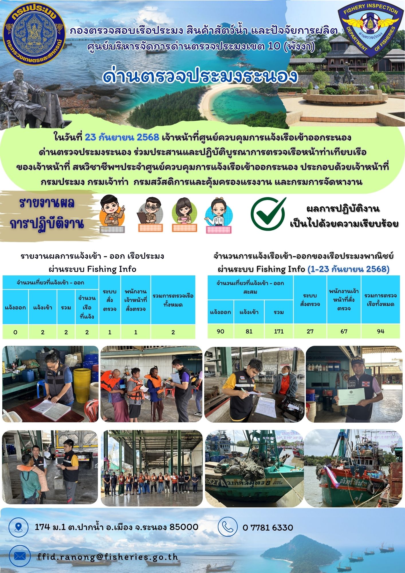 ตรวจสอบเรือประมงพาณิชย์ ณ ท่าเทียบเรือประมง
