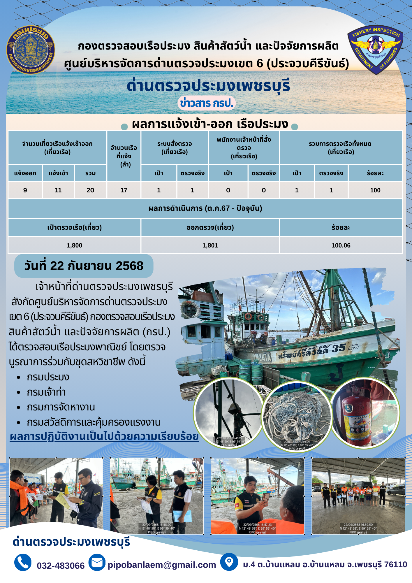 ตรวจสอบเรือประมงพาณิชย์ ณ ท่าเ