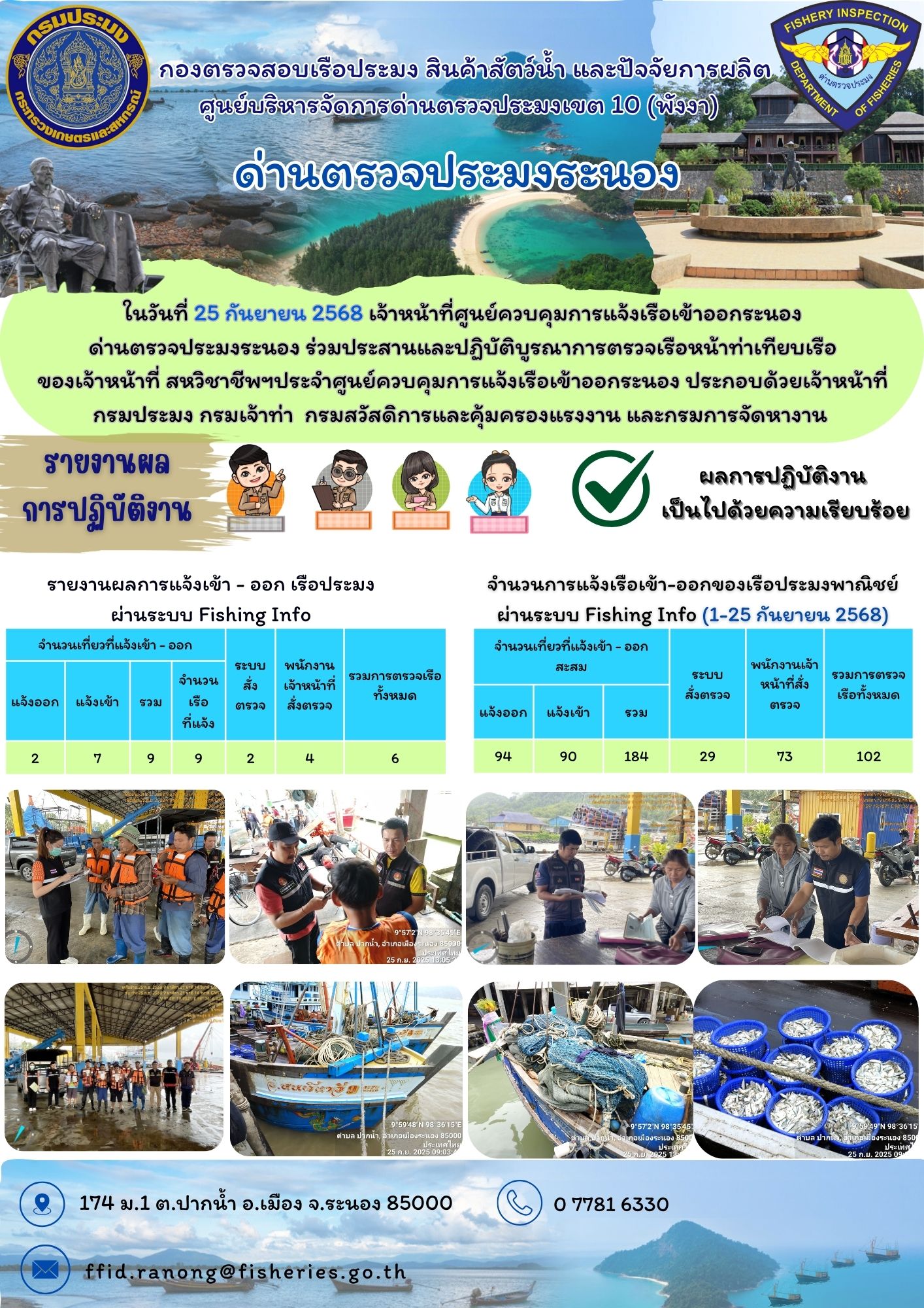 ตรวจสอบเรือประมงพาณิชย์ ณ ท่าเทียบเรือประมง