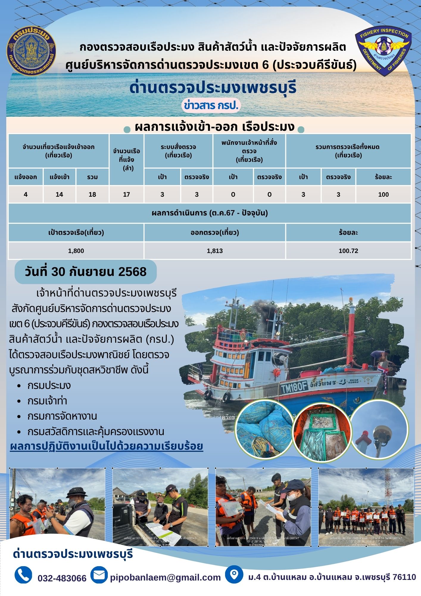 ข่าวประชาสัมพันธ์ ด่านตรวจประมงเพชรบุรี..คลิก