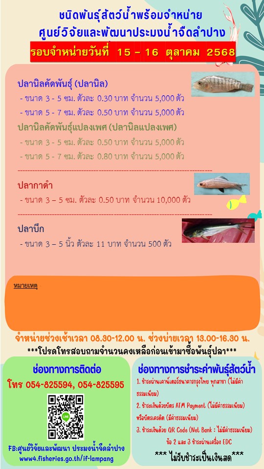 จำหน่ายพันธุ์ปลา