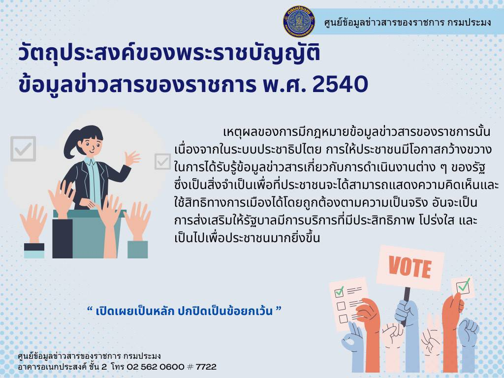 เผยแพร่ความรู้เกี่ยวกับพระราชบัญญัติข้อมูลข้าวสารของราชการ พ.ศ. 2540