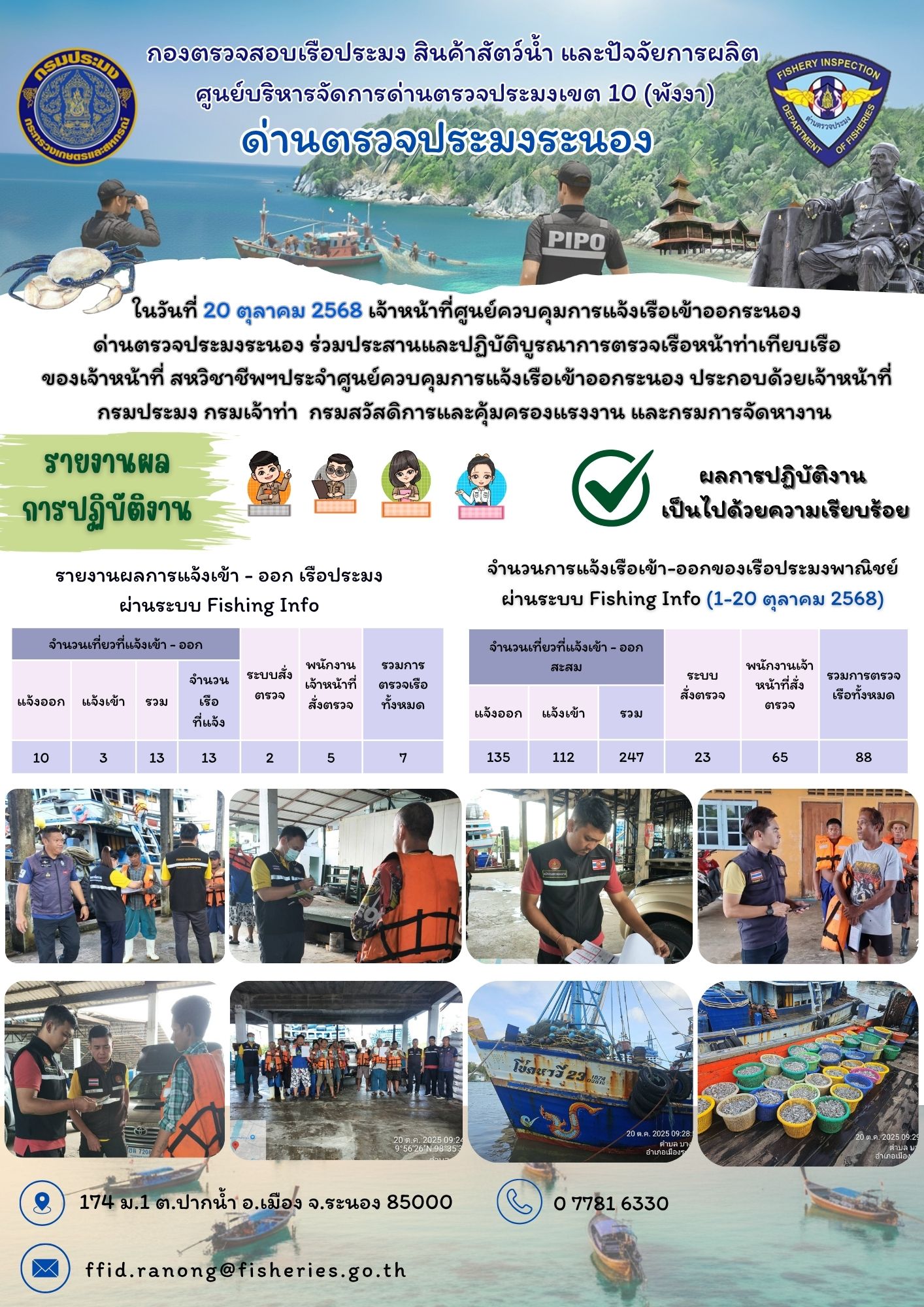 ตรวจสอบเรือประมงพาณิชย์ ณ ท่าเทียบเรือประมง