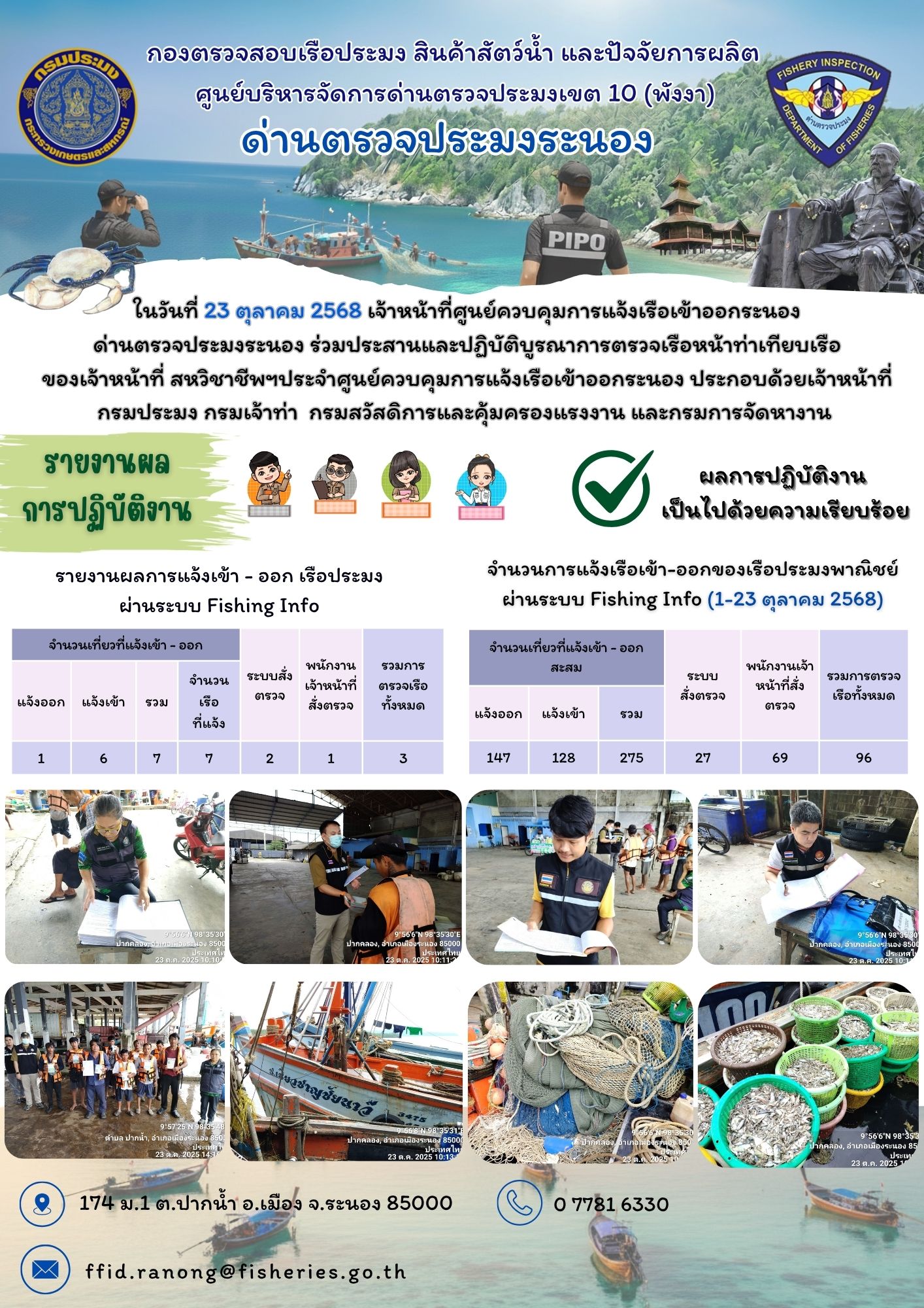 ตรวจสอบเรือประมงพาณิชย์ ณ ท่าเทียบเรือประมง..คลิก