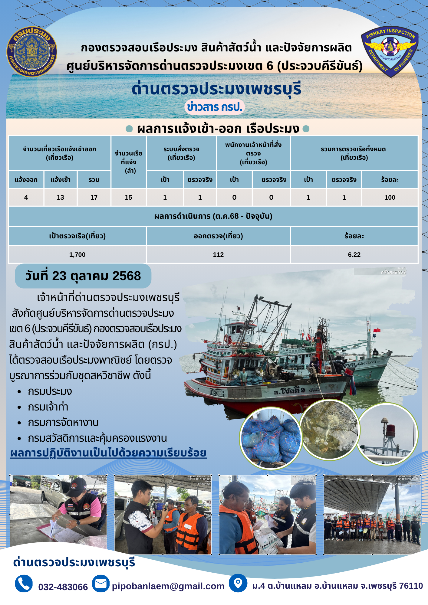 ข่าวประชาสัมพันธ์ ด่านตรวจประมงเพชรบุรี