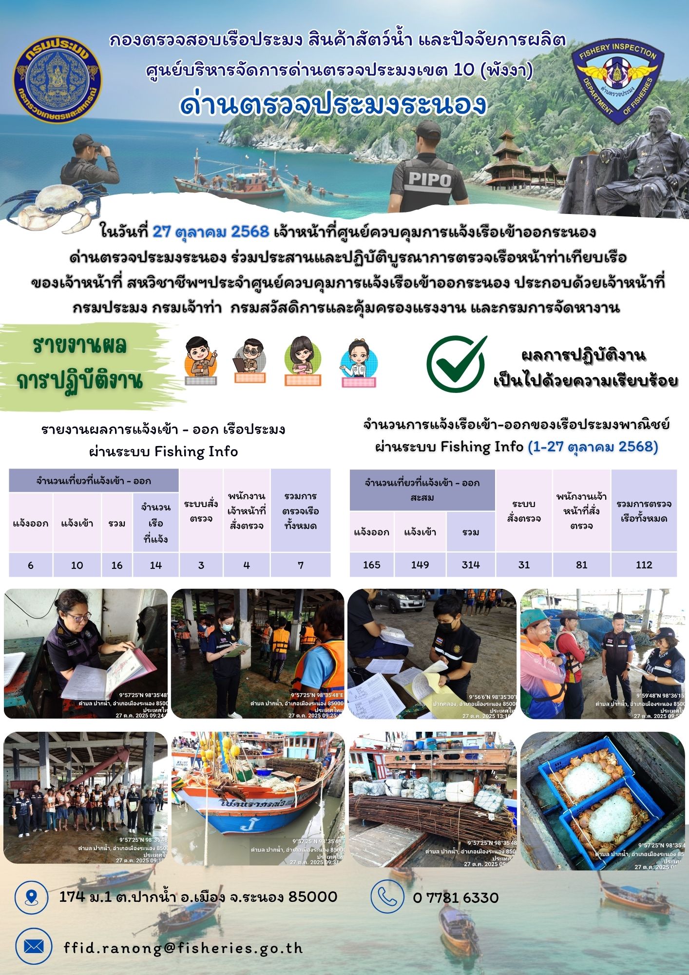 ตรวจสอบเรือประมงพาณิชย์ ณ ท่าเทียบเรือประมง..คลิก