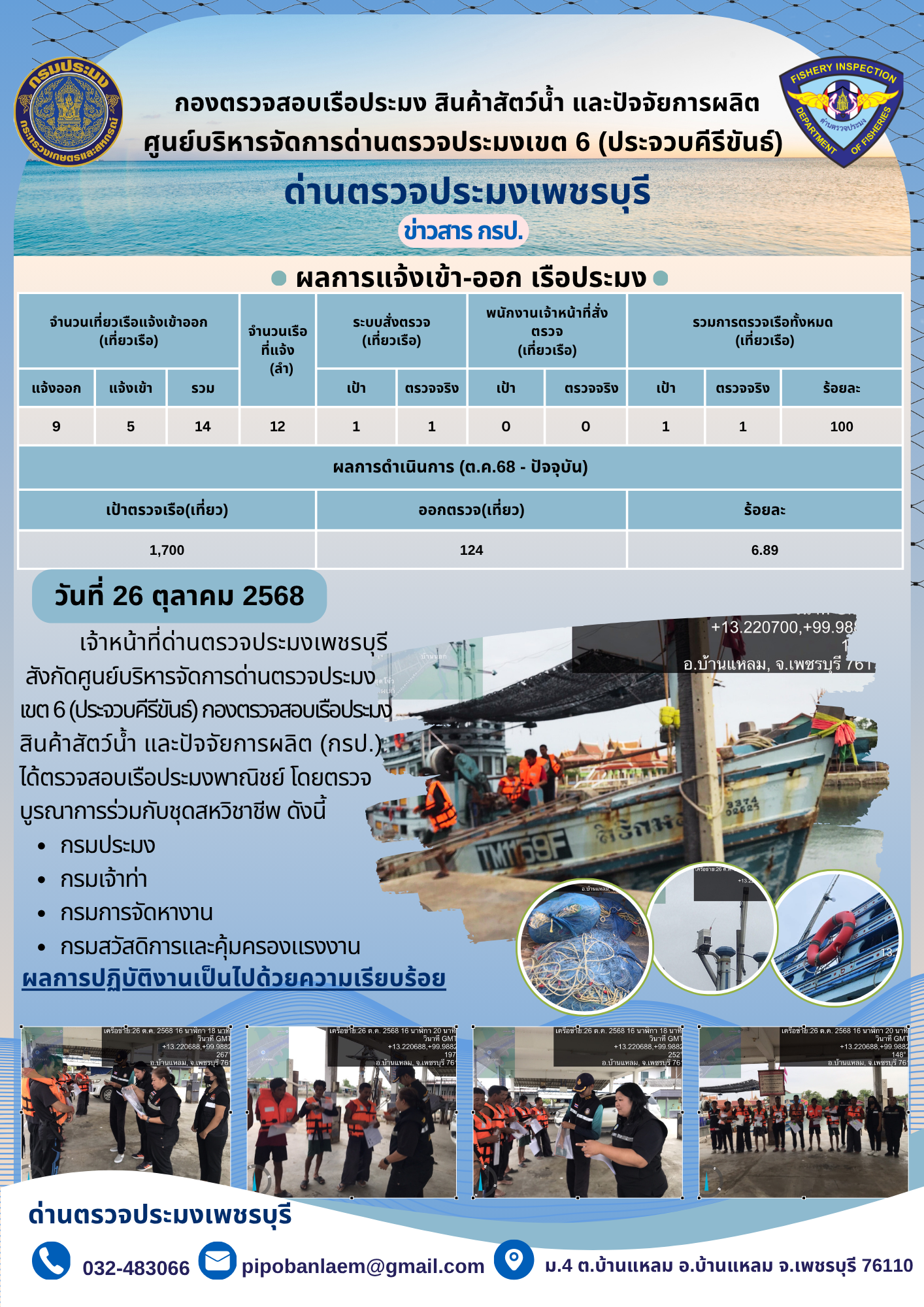 ตรวจสอบเรือประมงพาณิชย์ ณ ท่าเ