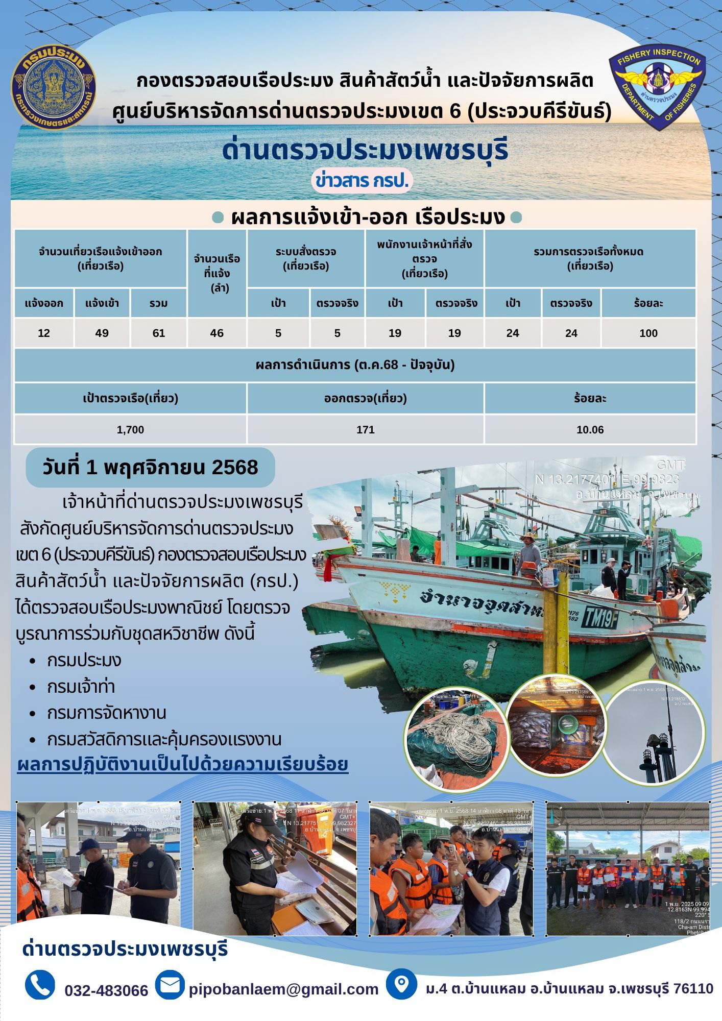 ตรวจสอบเรือประมงพาณิชย์ ณ ท่าเ