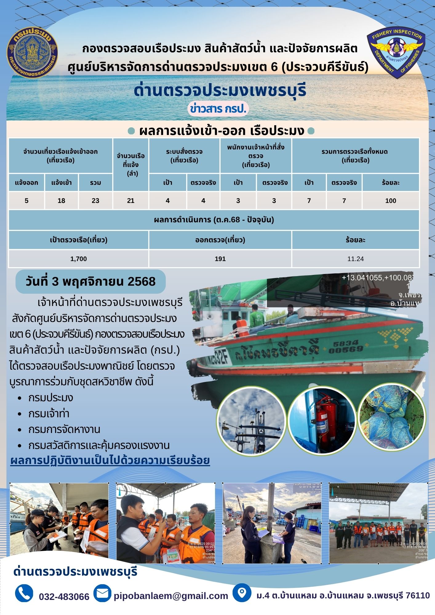 ข่าวประชาสัมพันธ์ ด่านตรวจประมงเพชรบุรี..คลิก