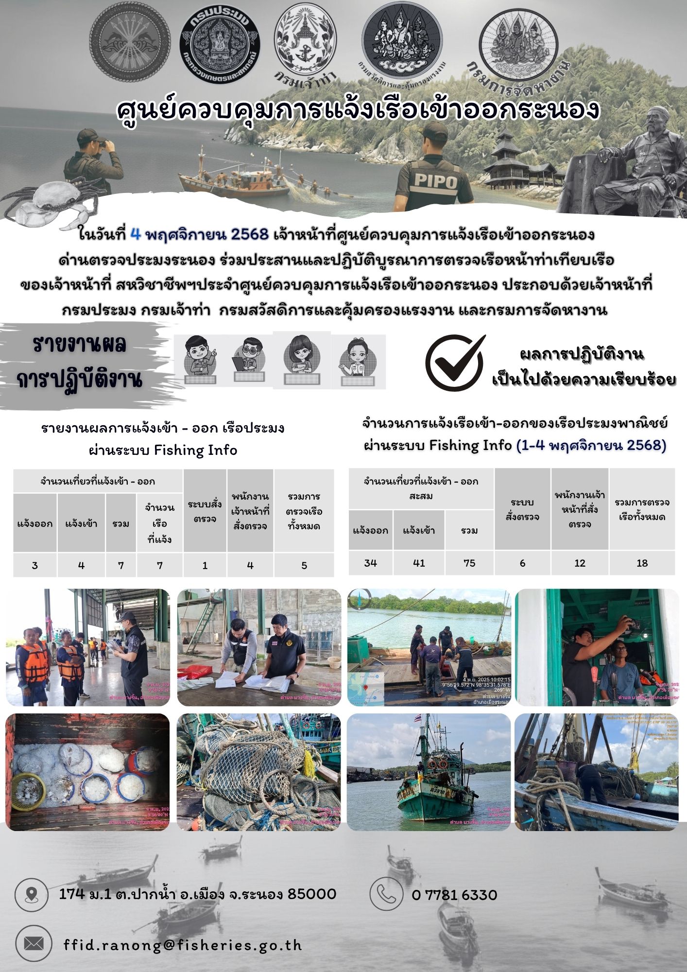 ตรวจสอบเรือประมงพาณิชย์ ณ ท่าเทียบเรือประมง..คลิก