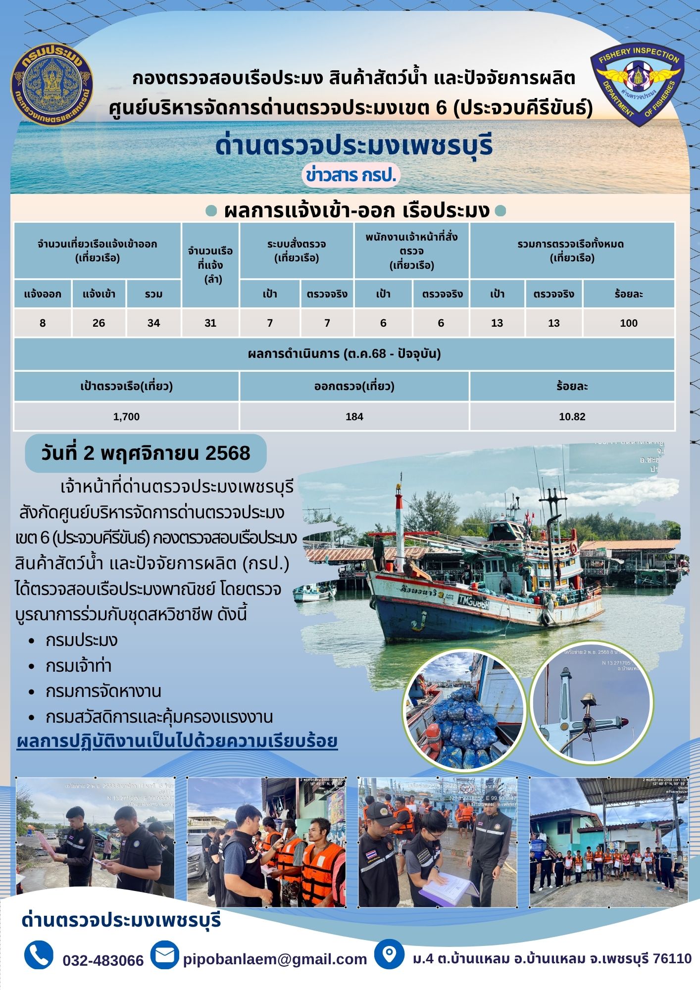 ตรวจสอบเรือประมงพาณิชย์ ณ ท่าเ