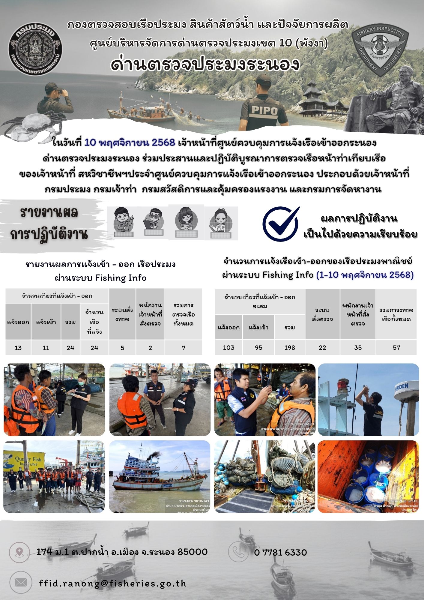 ตรวจสอบเรือประมงพาณิชย์ ณ ท่าเทียบเรือประมง..คลิก