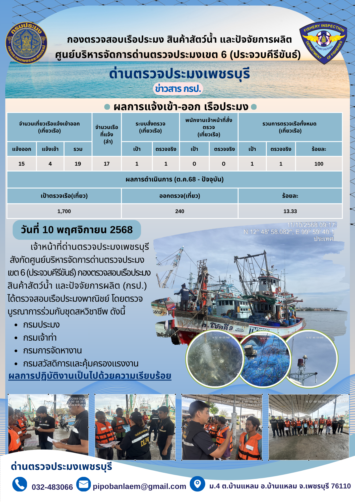 ข่าวประชาสัมพันธ์ ด่านตรวจประมงเพชรบุรี..คลิก