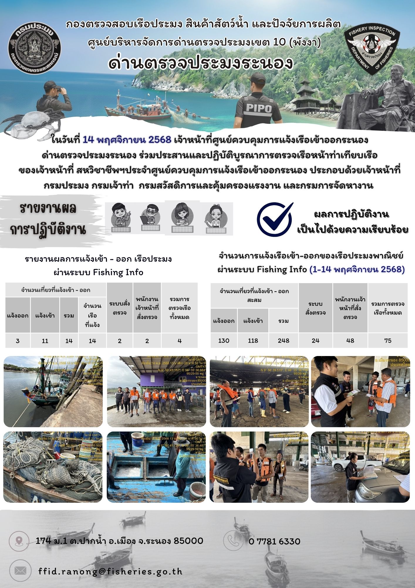 ตรวจสอบเรือประมงพาณิชย์ ณ ท่าเ