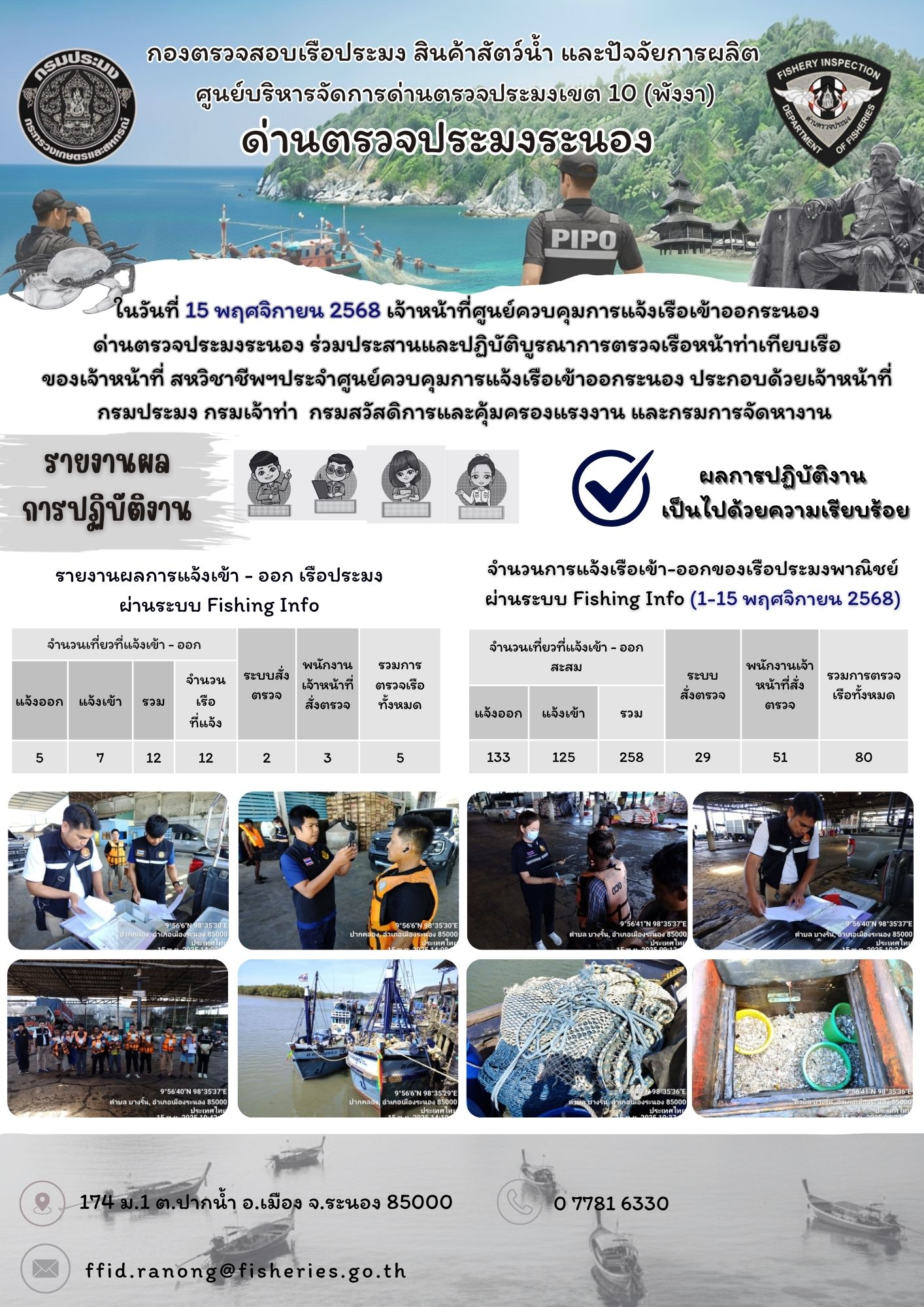 ตรวจสอบเรือประมงพาณิชย์ ณ ท่าเทียบเรือประมง..คลิก