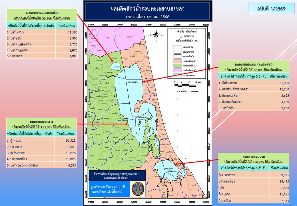 สภาวะสัตว์น้ำรอบทะเลสาบสงขลา เดือนตุลาคม 2568