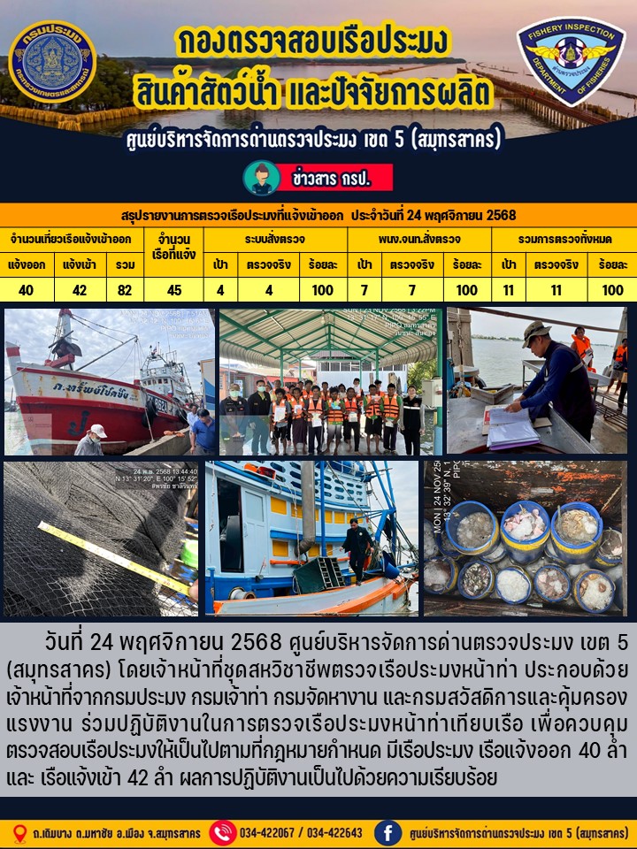 รายงานการตรวจเรือประมงที่แจ้งเ