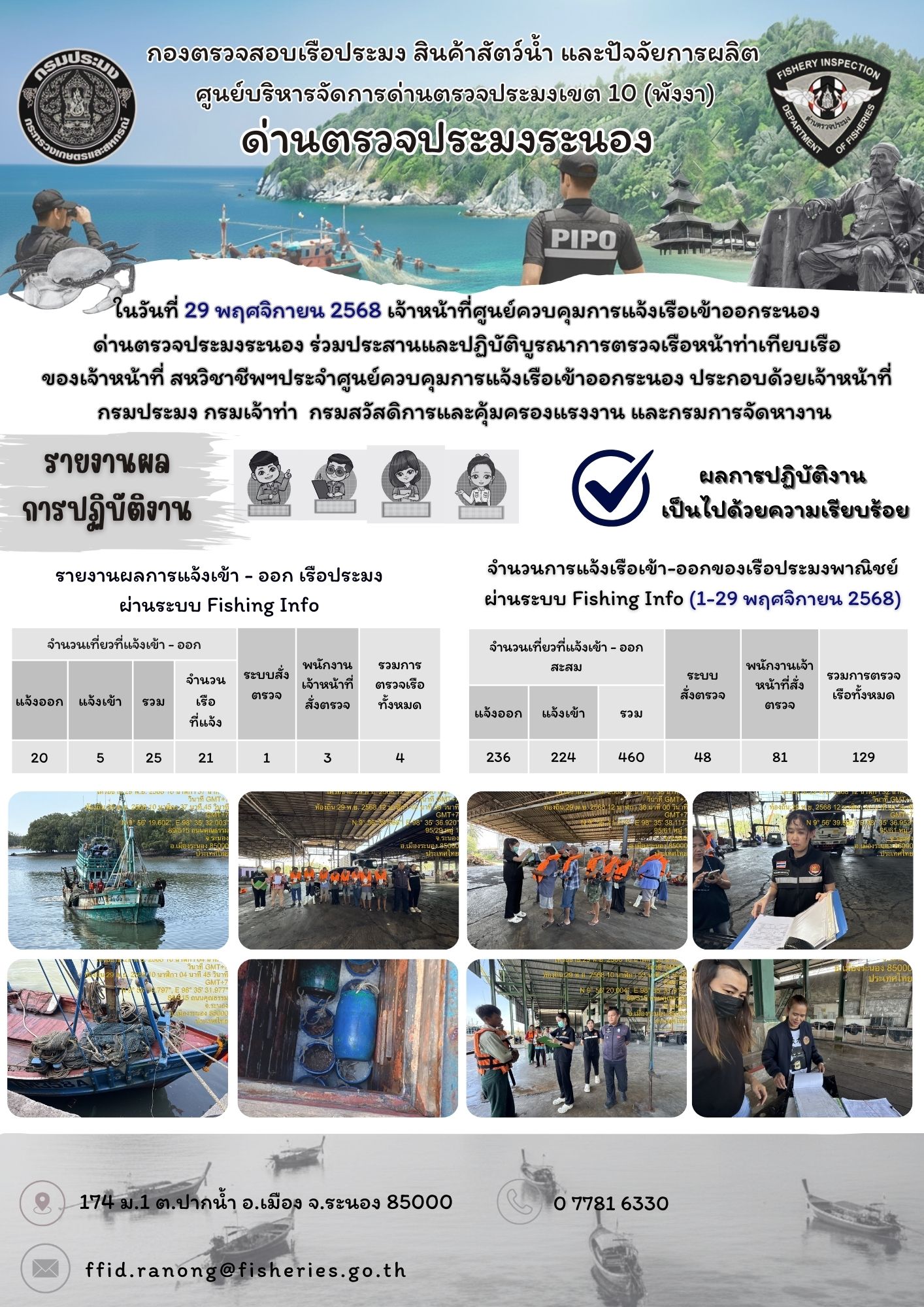 ตรวจสอบเรือประมงพาณิชย์ ณ ท่าเ