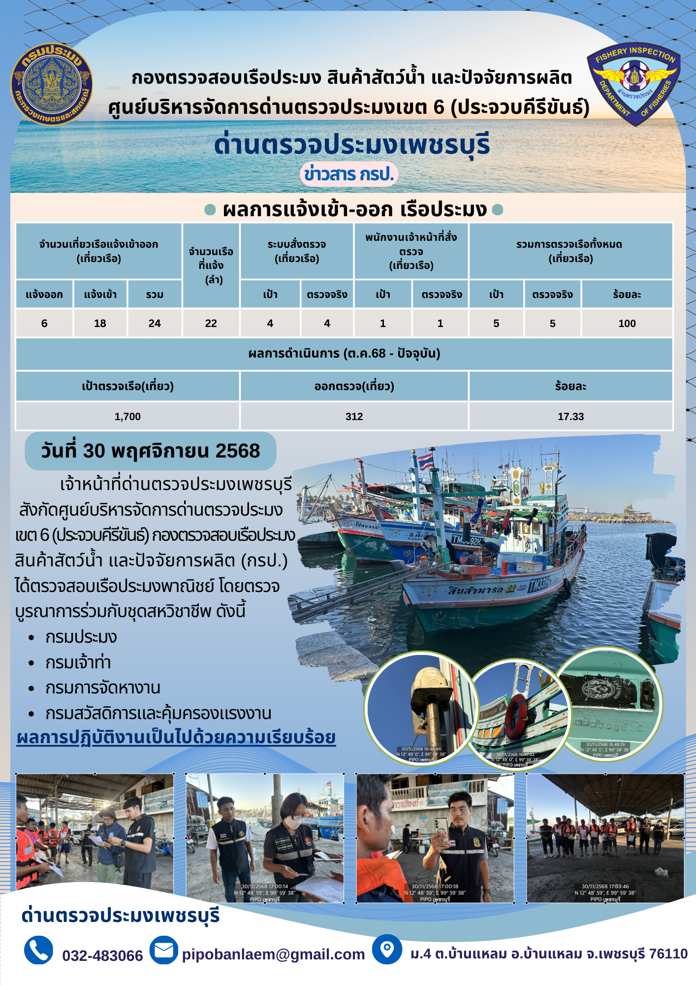 ข่าวประชาสัมพันธ์ ด่านตรวจประมงเพชรบุรี..คลิก