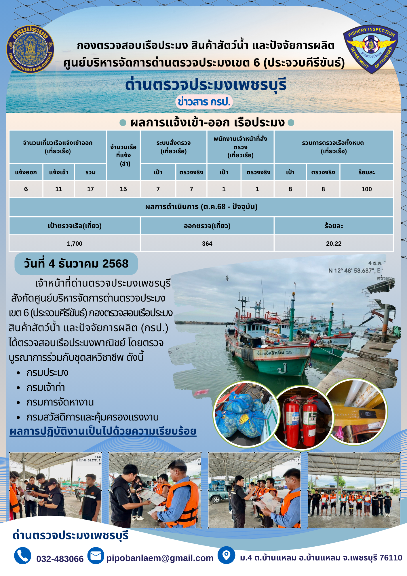 ข่าวประชาสัมพันธ์ ด่านตรวจประมงเพชรบุรี..คลิก