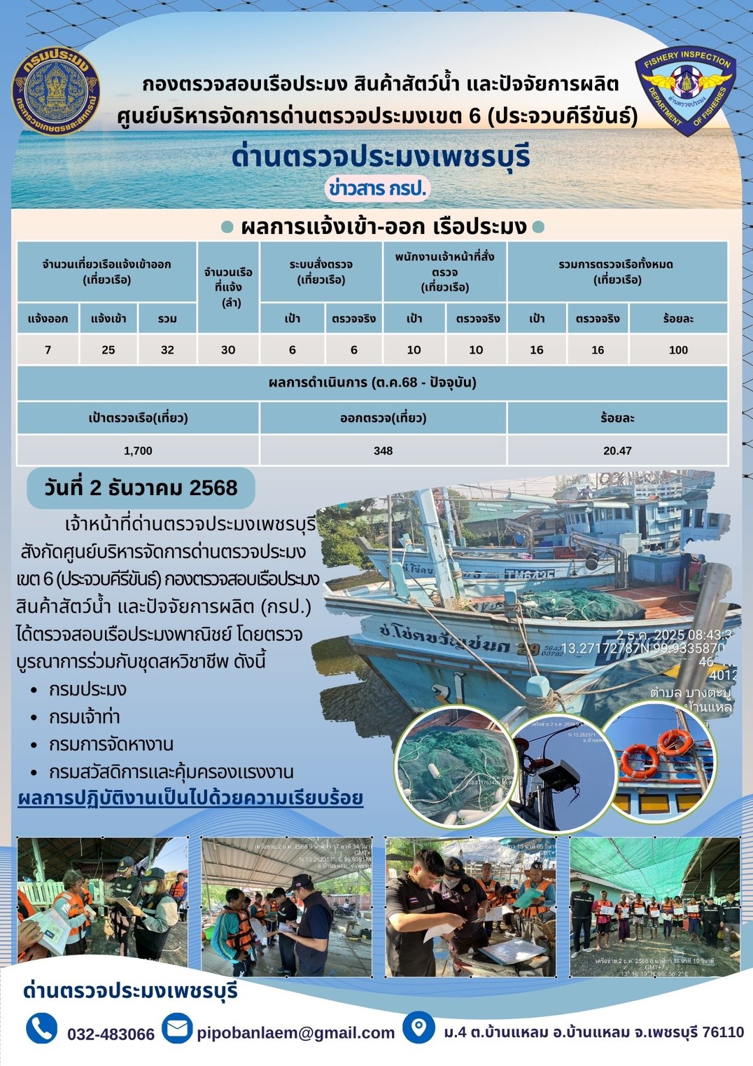 ตรวจสอบเรือประมงพาณิชย์ ณ ท่าเ