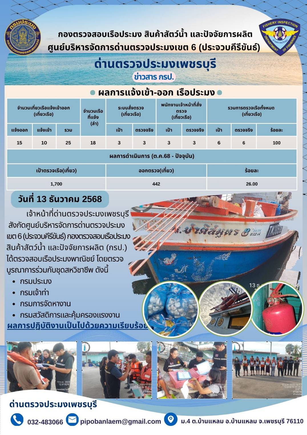 ข่าวประชาสัมพันธ์ ด่านตรวจประมงเพชรบุรี..คลิก