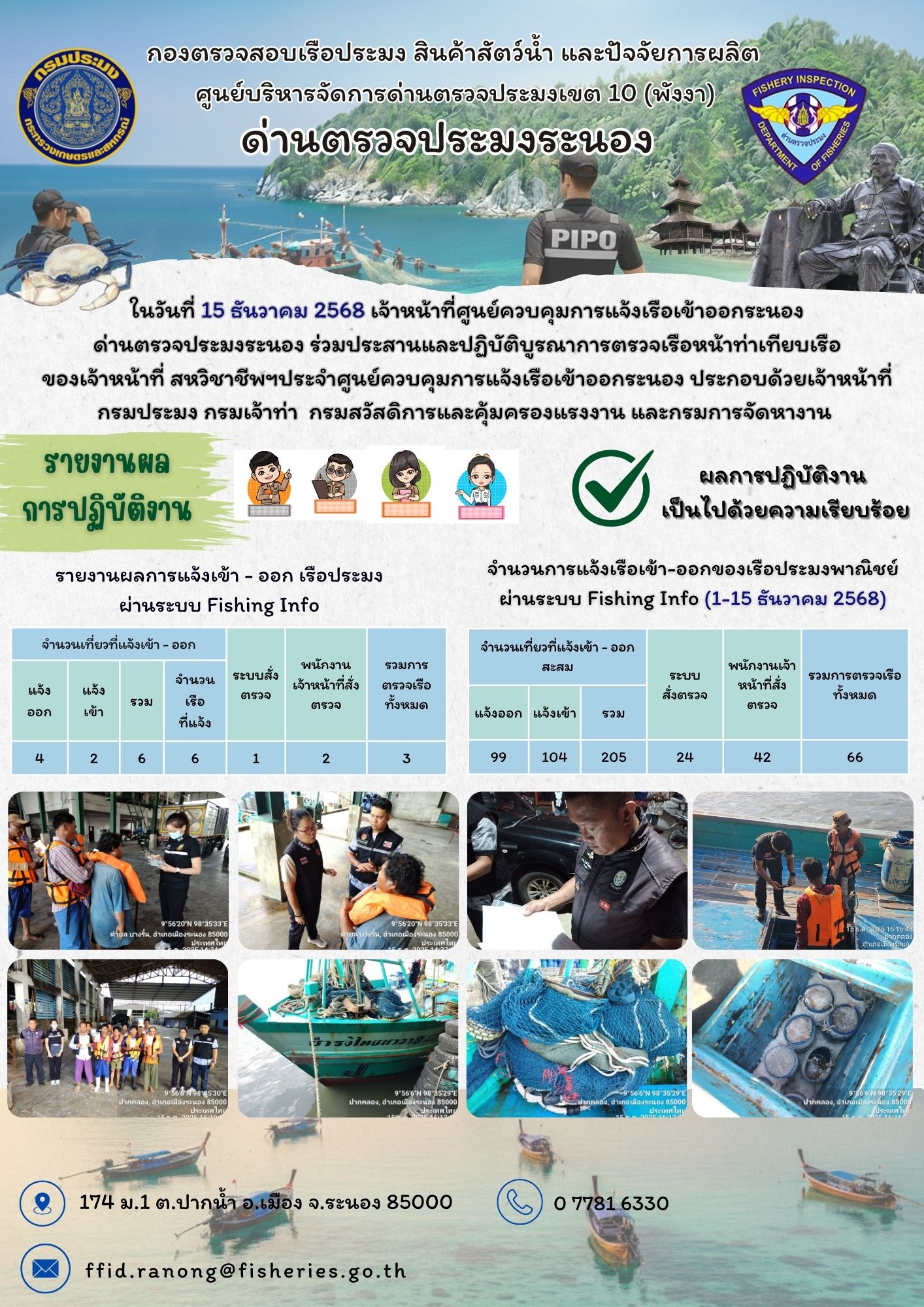 ตรวจสอบเรือประมงพาณิชย์ ณ ท่าเ