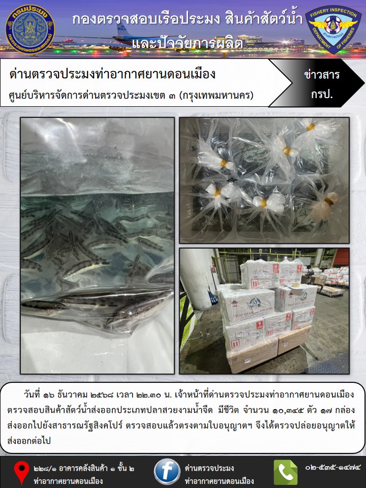 ตรวจสอบสินค้าสัตว์น้ำส่งออก