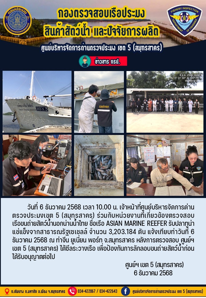 การขนถ่ายทูน่าแช่แข็งจากเรือขน