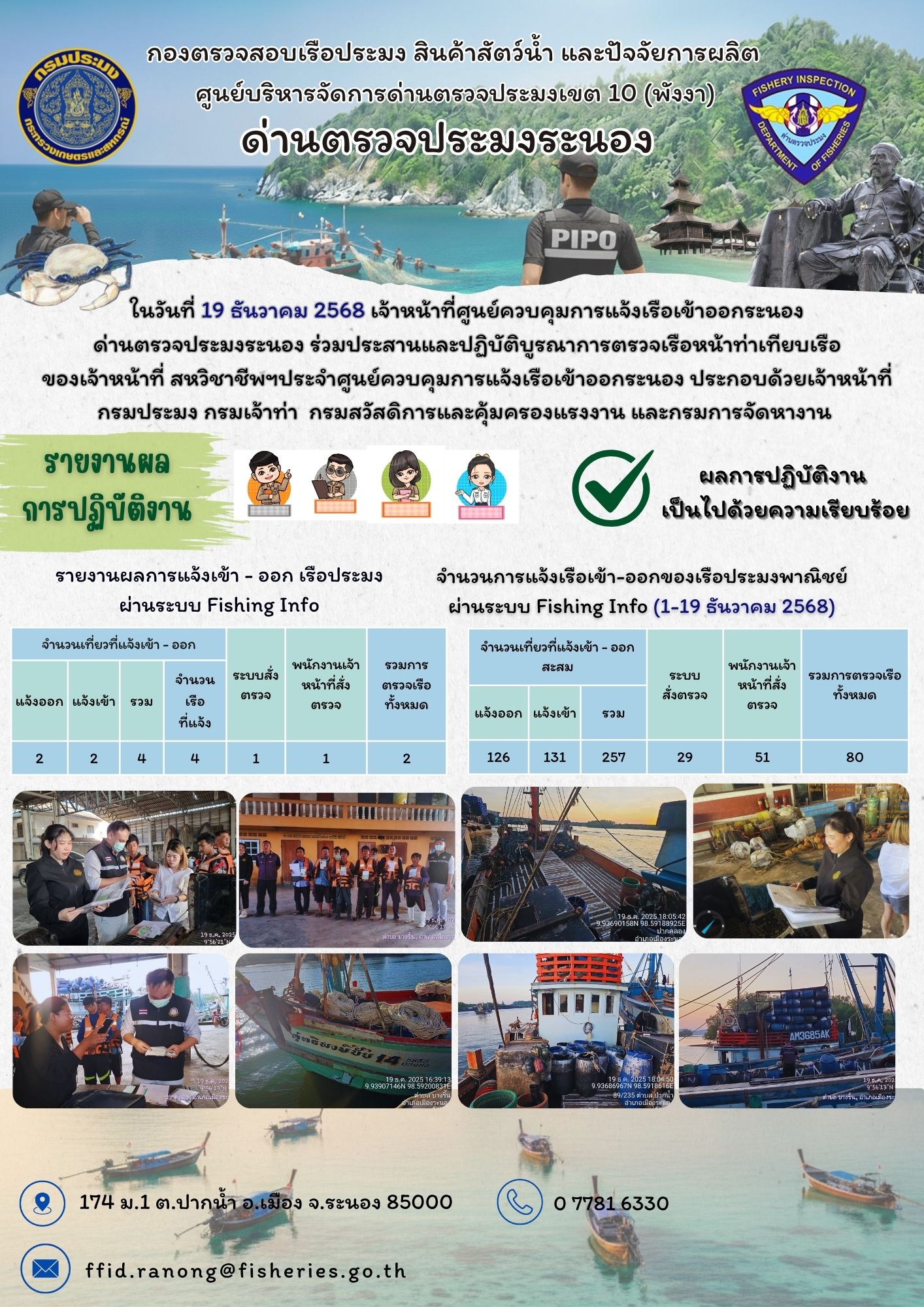 ตรวจสอบเรือประมงพาณิชย์ ณ ท่าเ