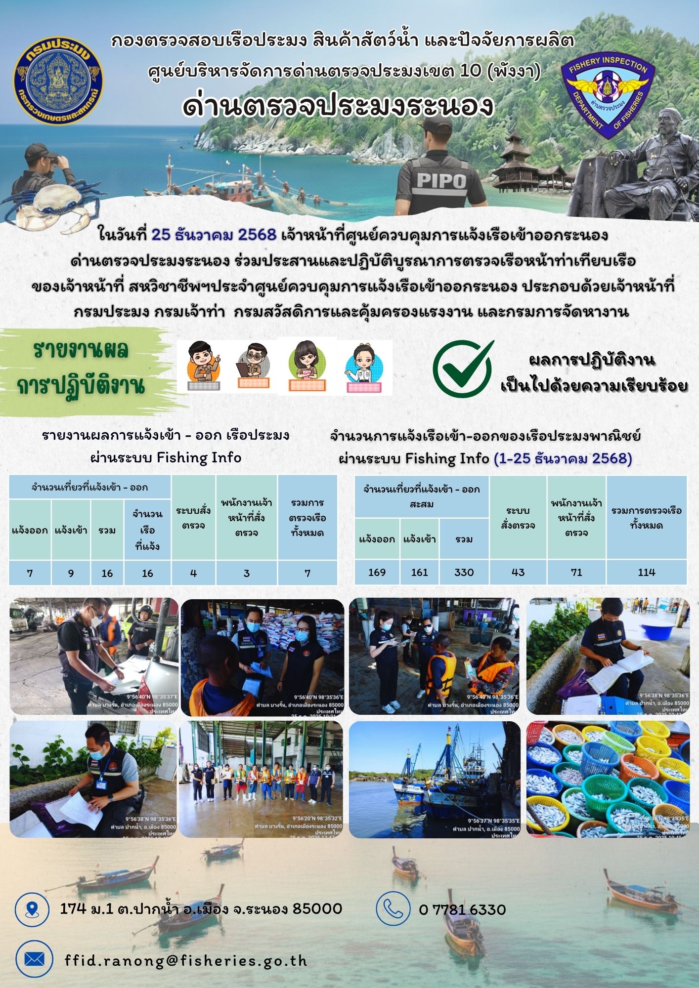 ตรวจสอบเรือประมงพาณิชย์ ณ ท่าเทียบเรือประมง..คลิก