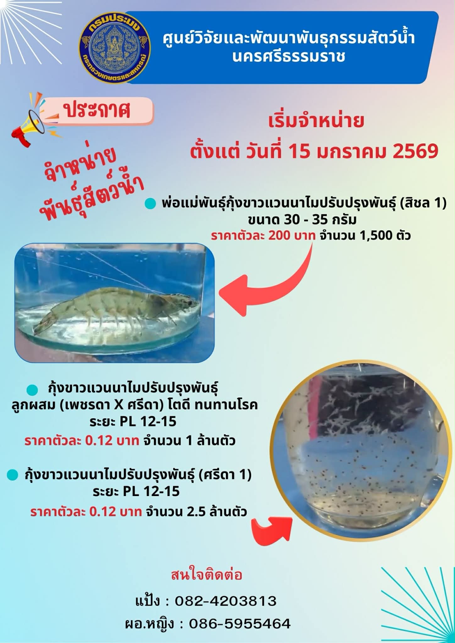 จำหน่ายพันธุ์สัตว์น้ำ