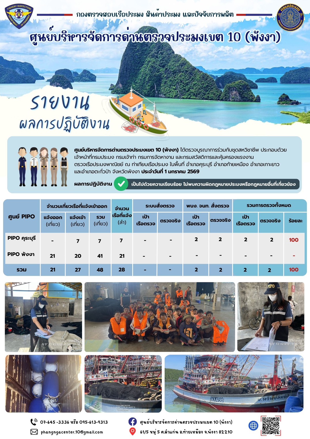 ข่าวประชาสัมพันธ์กิจกรรมการตรวจเรือประมงพาณิชย์แจ้งเข้า - ออก วันที่ 1 มกราคม 2569..คลิก