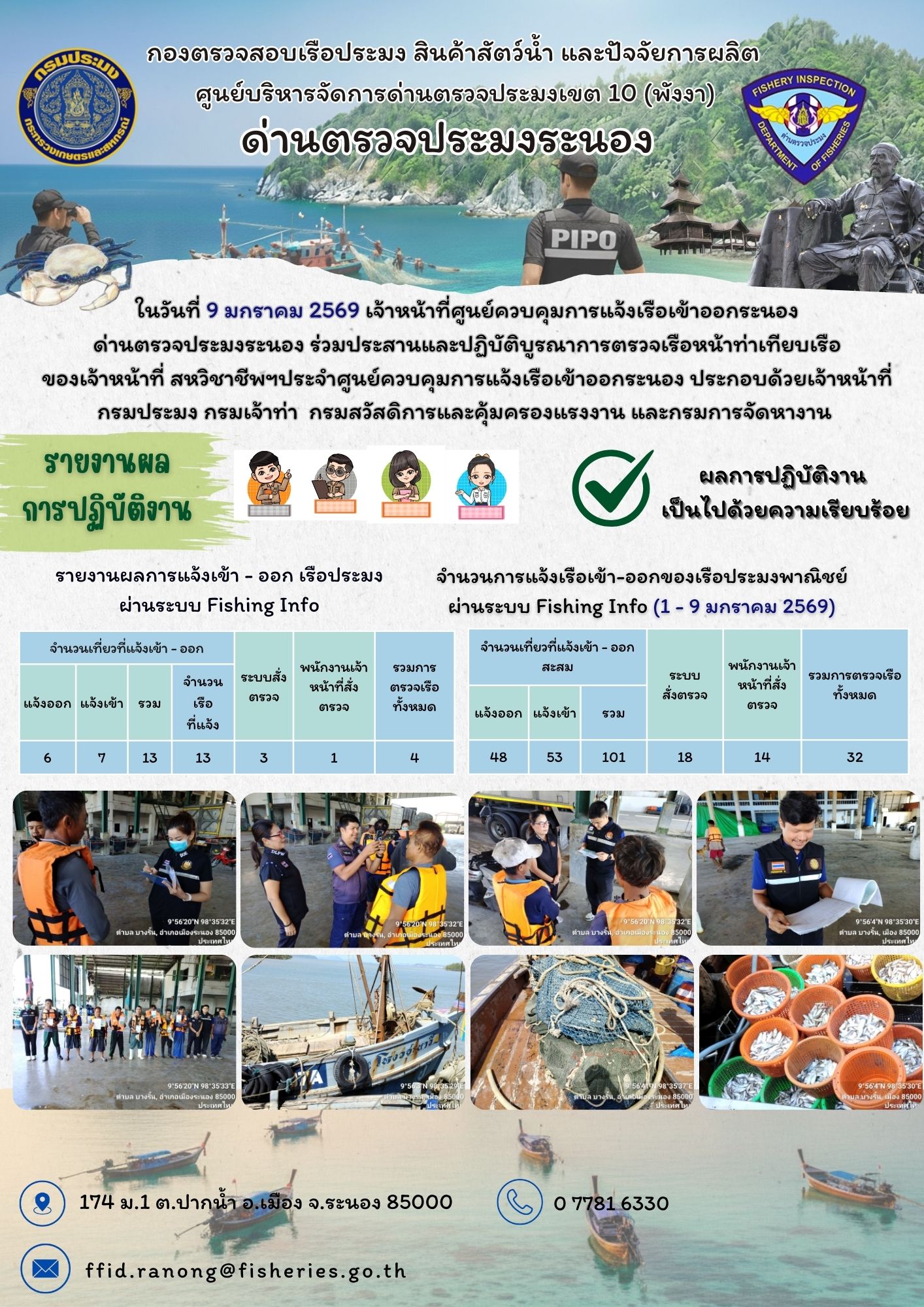 ตรวจสอบเรือประมงพาณิชย์ ณ ท่าเทียบเรือประมง..คลิก