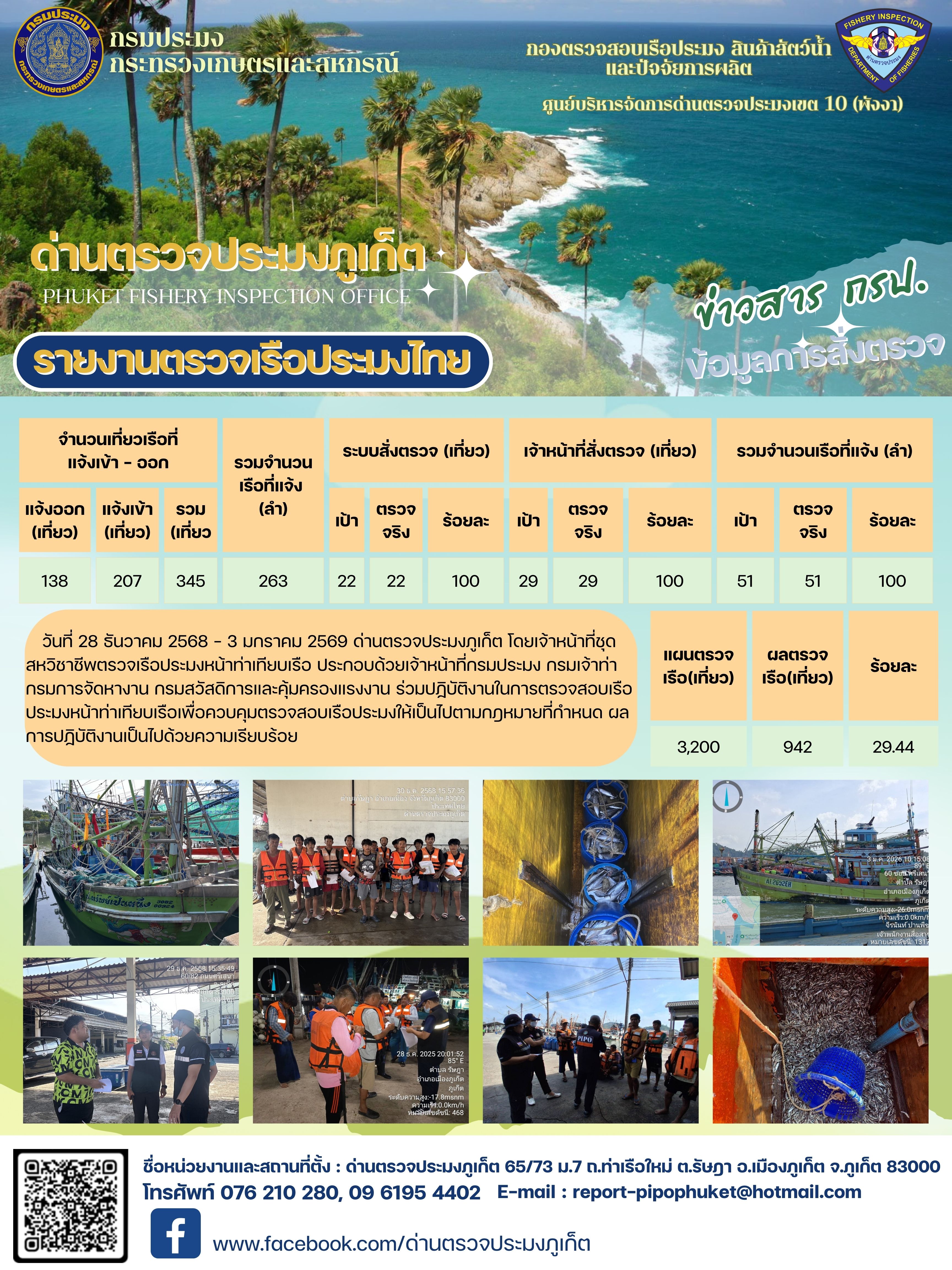 ข่าวประชาสัมพันธ์กิจกรรมการตรวจเรือประมงพาณิชย์แจ้งเข้า - ออก วันที่ 28 ธันวาคม 2568 - 3 มกราคม 2569
