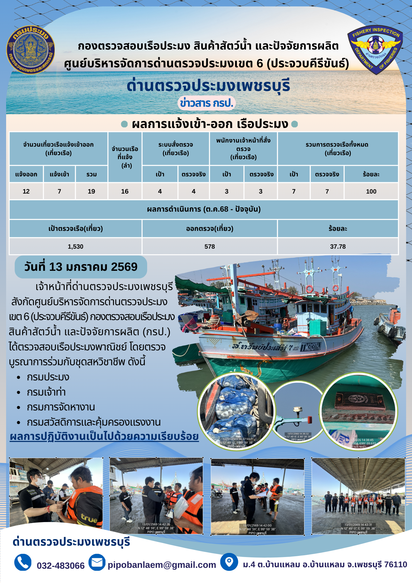 ข่าวประชาสัมพันธ์ ด่านตรวจประมงเพชรบุรี..คลิก