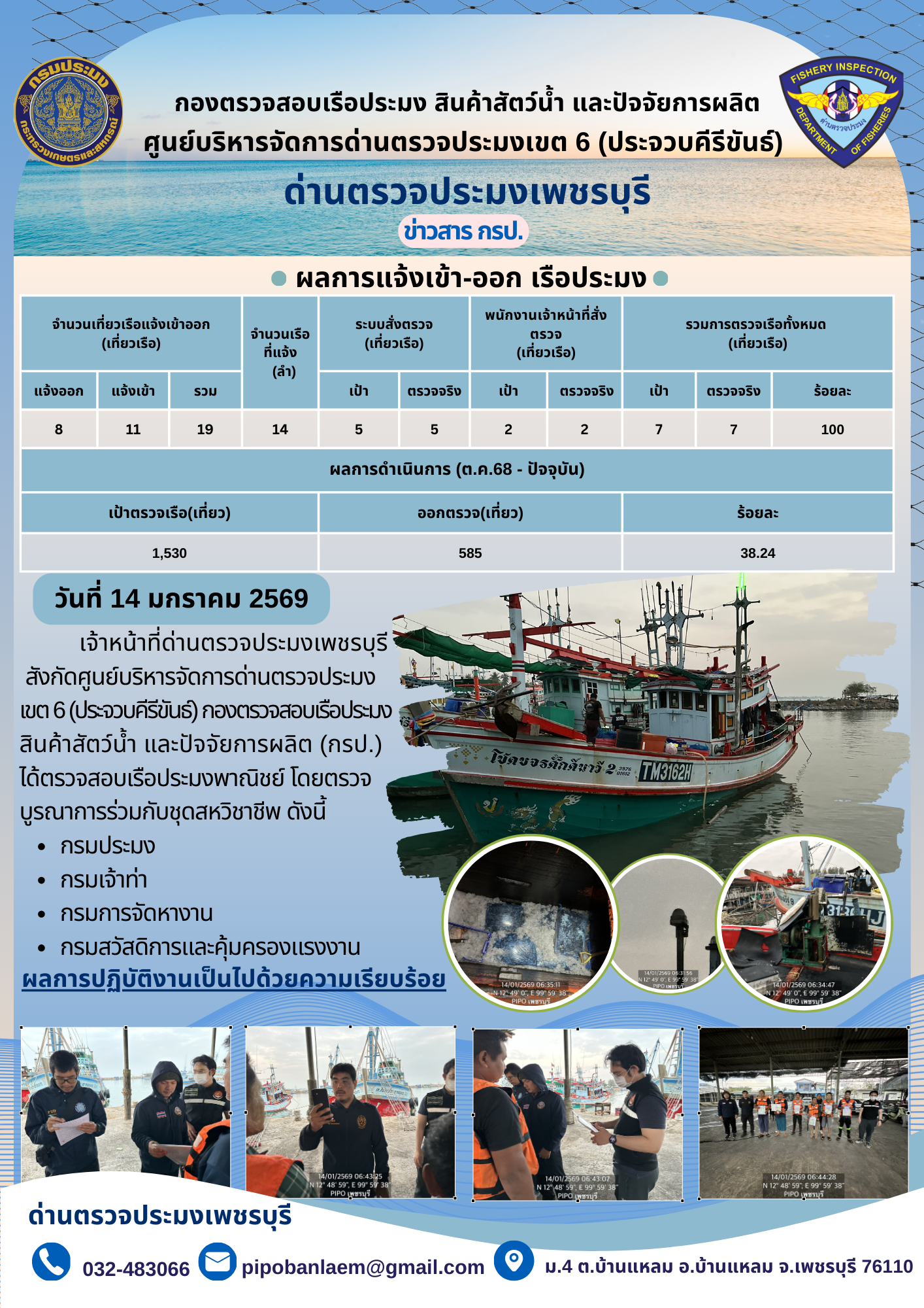 ข่าวประชาสัมพันธ์ ด่านตรวจประมงเพชรบุรี..คลิก