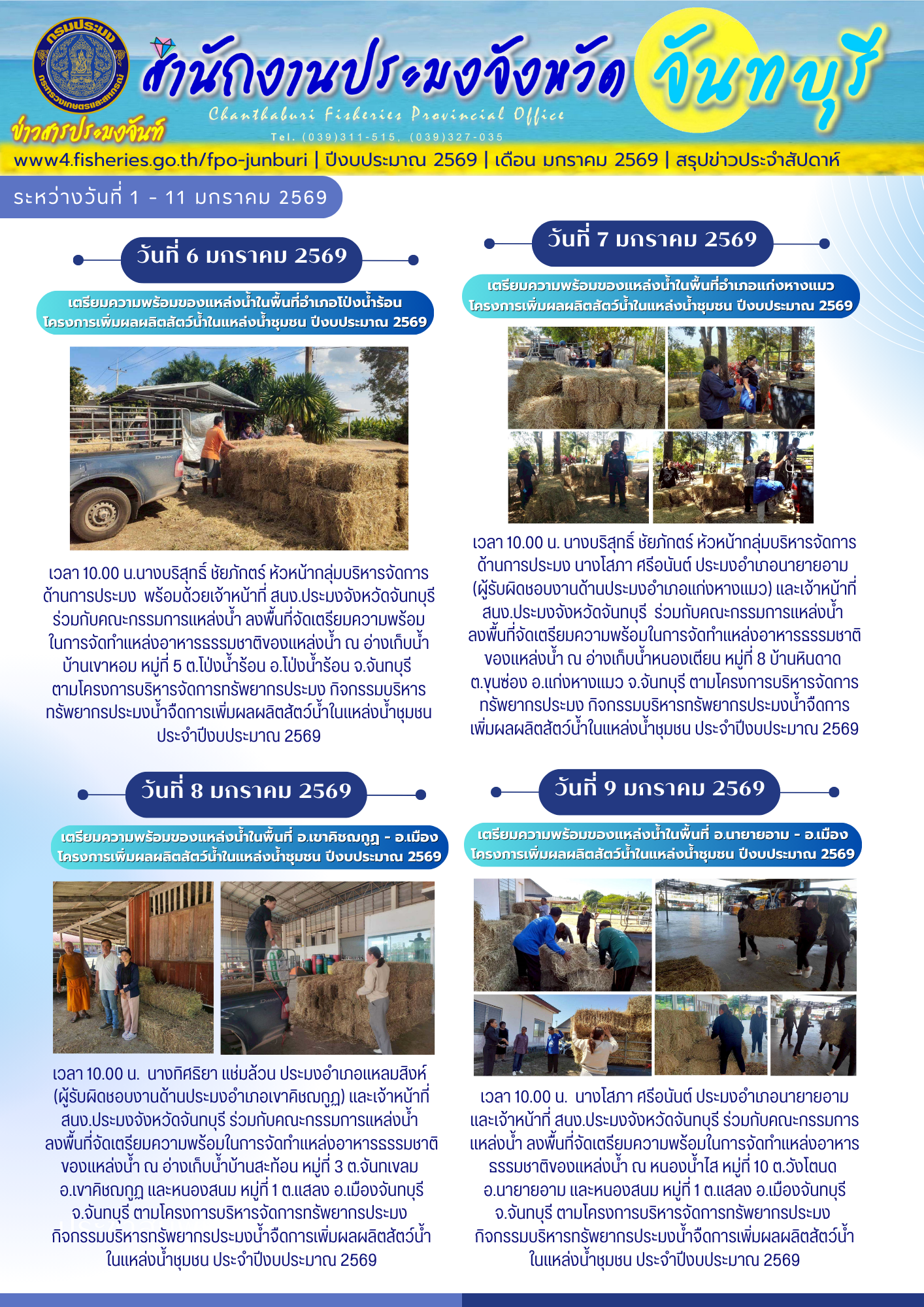 ข่าวสารประมงจันท์ รายสัปดาห์ (วันที่ 1-11 มกราคม 2569)