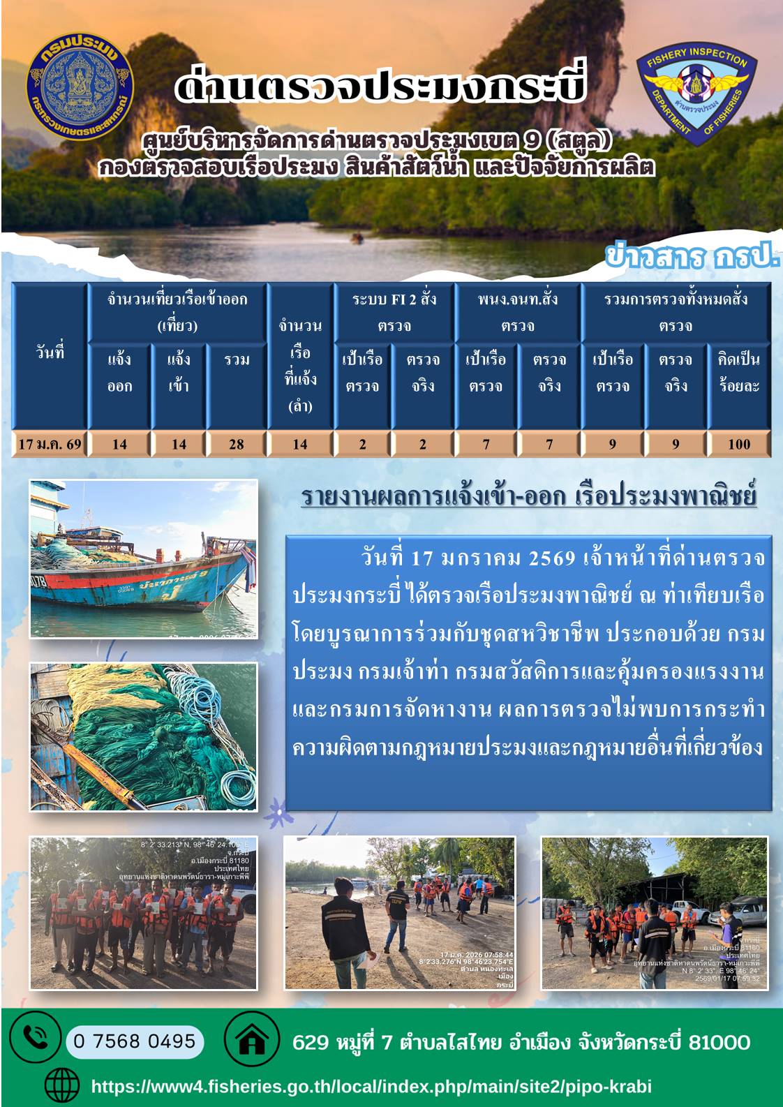ผลตรวจเรือวันที่ 15-17 ม.ค 69..คลิก