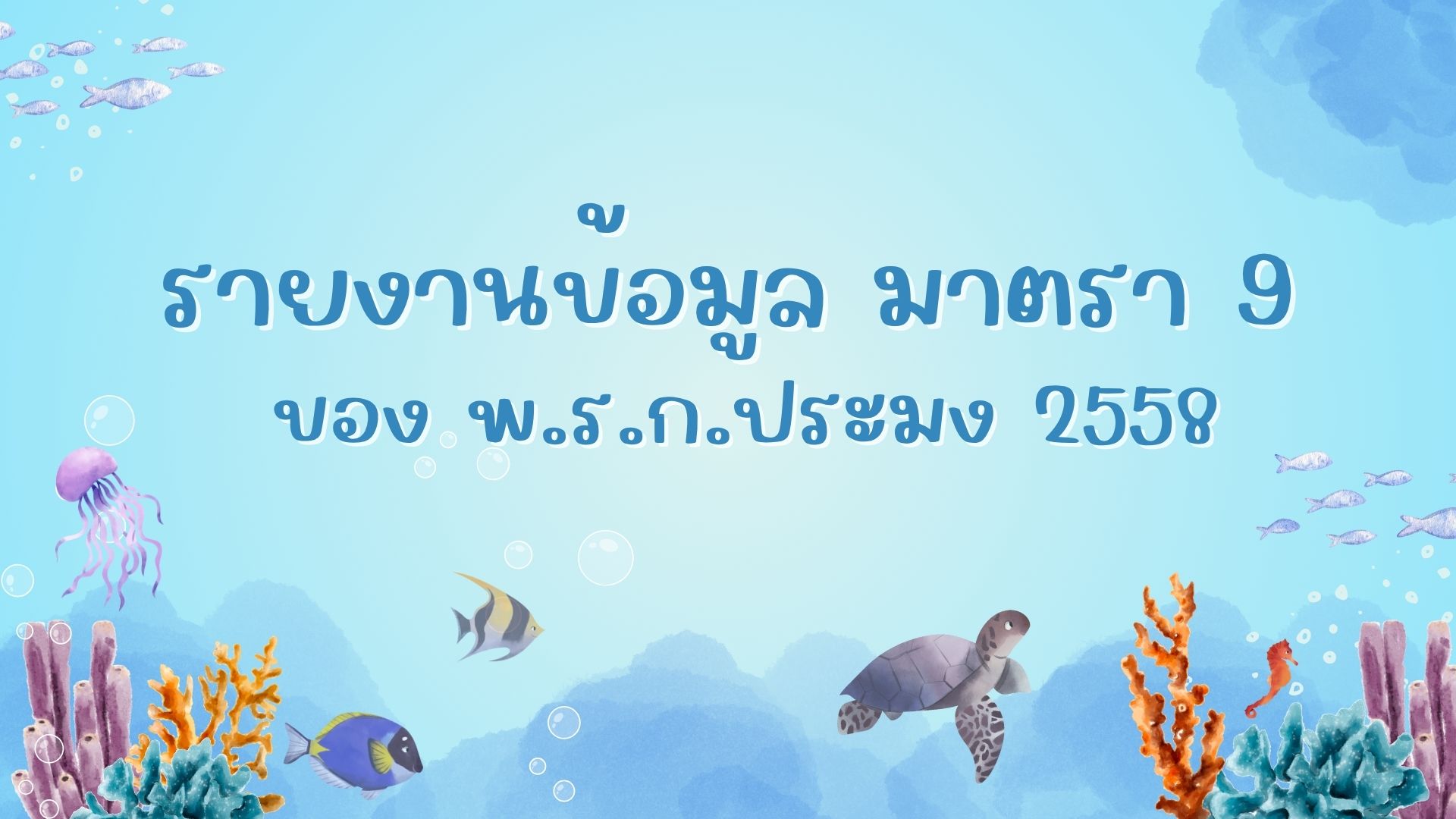 รายงานข้อมูลสถิติการประมงมาตรา 9 ของ พ.ร.ก. ประมง พ.ศ. 2558 เดือน พฤศจิกายน 2568